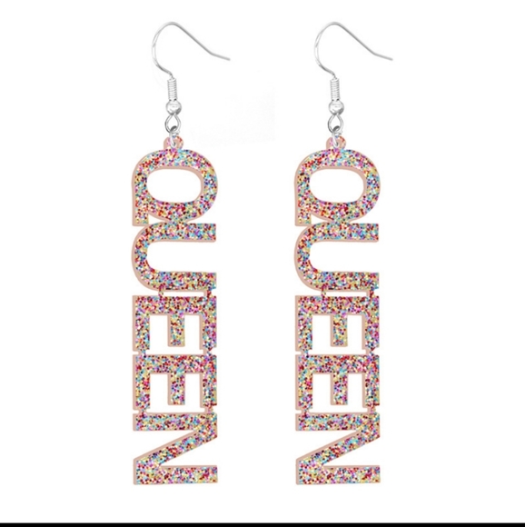 QUEEN Lightweight Multicolor Shimmer Drop Earrings - Picture 4 of 4